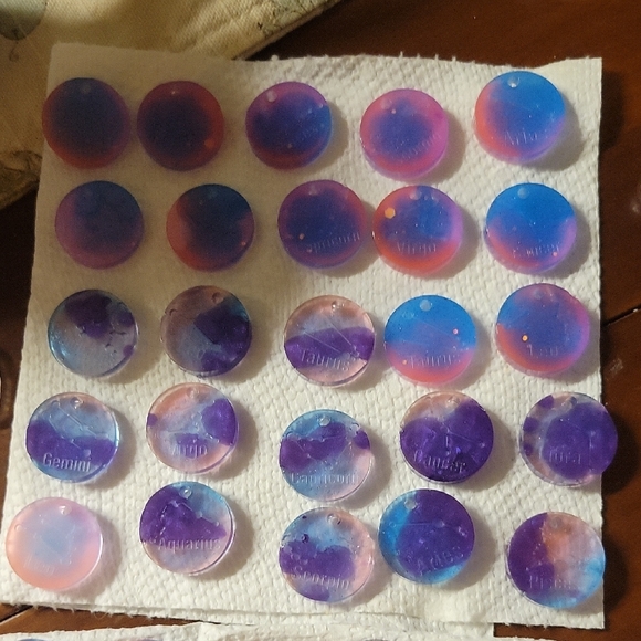 Zodiac Handmade Resin Tag Or Charm For Crafting Earrings, Keychains, Or More! - Picture 3 of 6